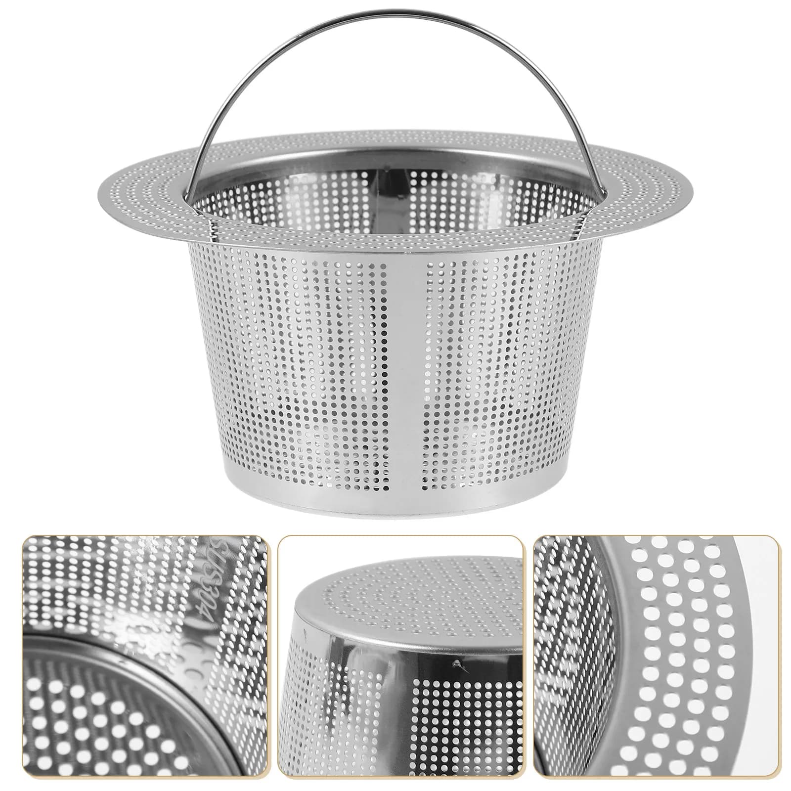 Metal Kitchen Sink Drain Strainer Long Service Life Smooth Edge Anti-Blockage Filter Basket for Sink Food Waste