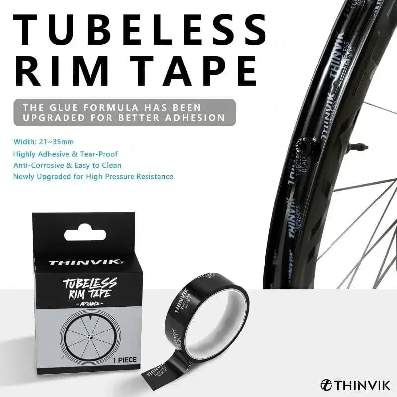 Nastro per Cerchioni Tubeless Thinvik 10M 21/23/25/27/29/31mm, Protezione Antiforatura per Pneumatici Tubeless, per Ruote MTB e Bici da Strada in Carbonio
