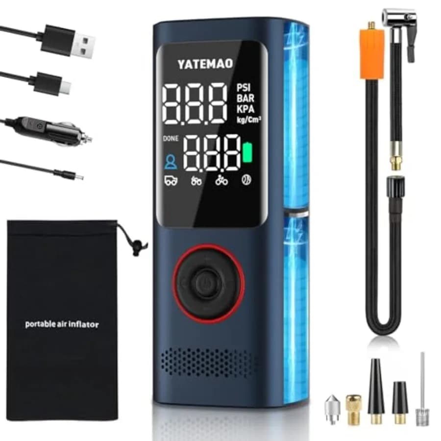 Compressore d'aria portatile per gonfiaggio pneumatici - Gonfiatore pneumatici 25000mAh e 160PSI, compressore d'aria portatile 4X più veloce con display LCD digitale