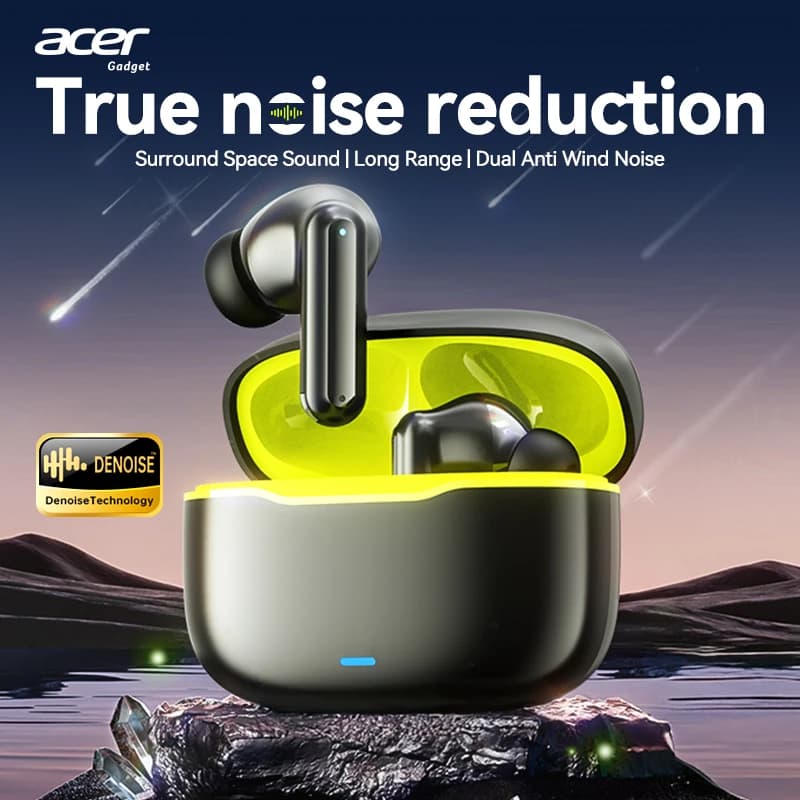 Cuffie Bluetooth wireless in-ear Acer con riduzione attiva del rumore (ANC), chiamate HD, audio surround Dolby, batteria di grandi dimensioni, lunga durata della batteria, nessun ritardo per musica e giochi, adatte per sport, corsa e fitness.