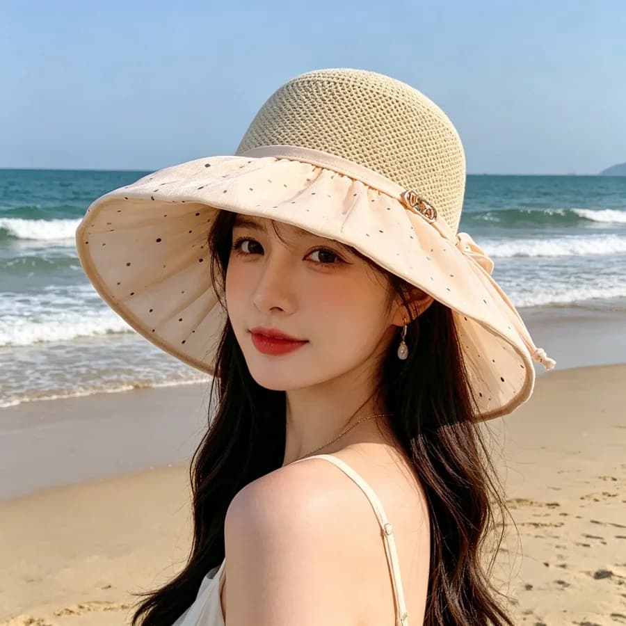 Cappello da pescatore con protezione solare traspirante in rete a tesa larga, adatto per l'uso estivo in spiaggia, ti mantiene fresco e previene il sudore, portatile e facile da riporre, ideale per gli spostamenti quotidiani e le gite in spiaggia