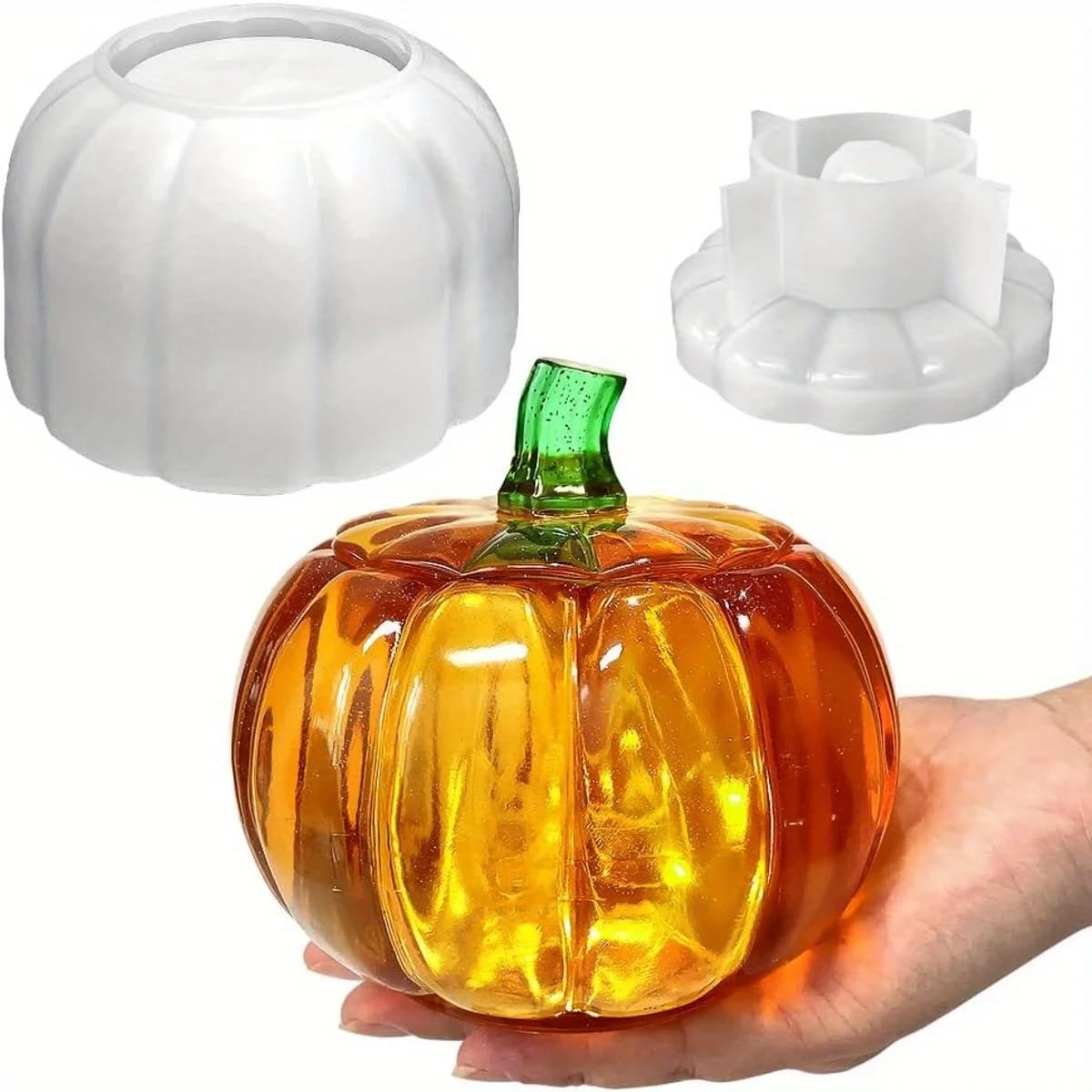 Stampo per barattolo di zucca grande da 5'', stampo in resina di Halloween, stampo in silicone per scatola per resina, argilla, fusione di gesso