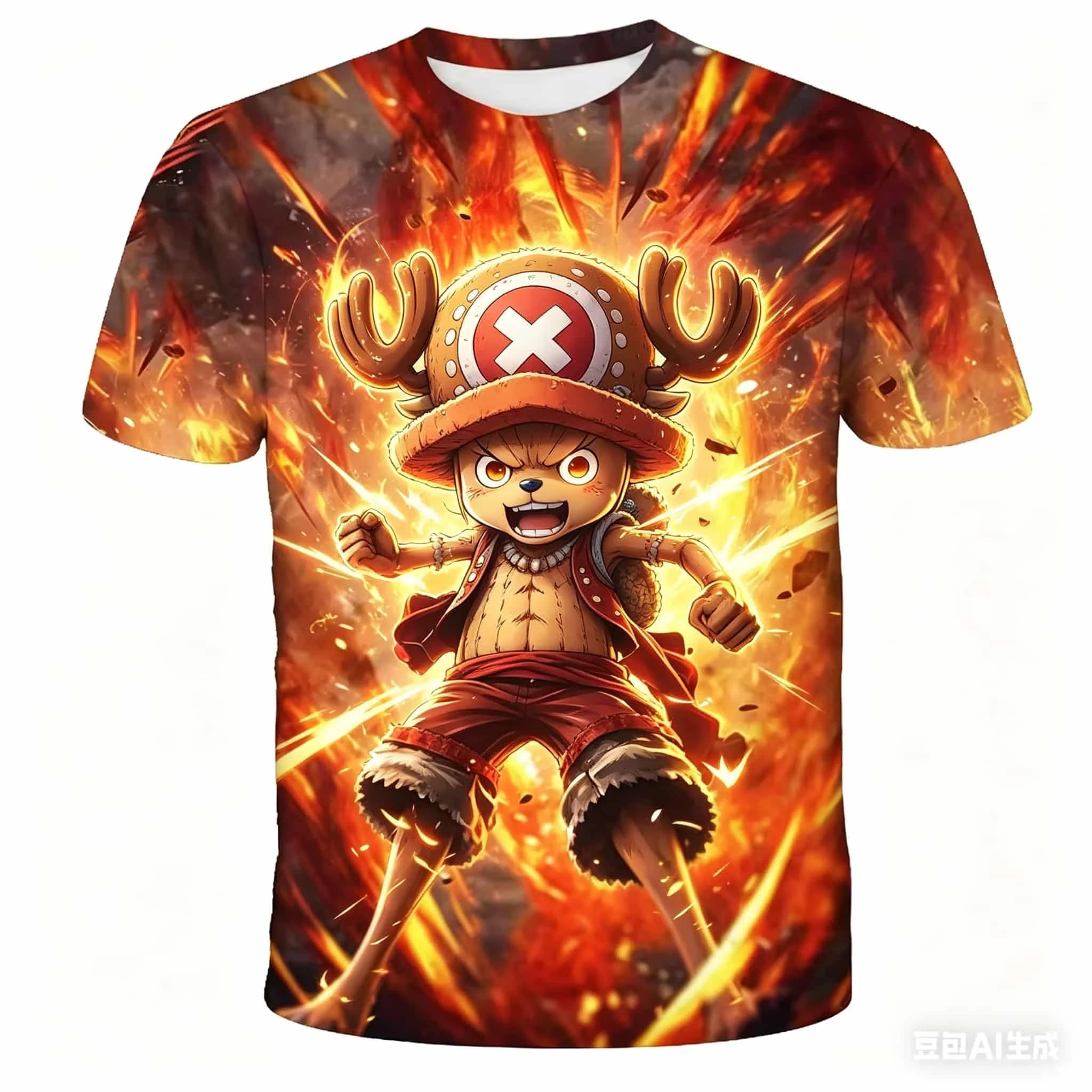 T-shirt Anime One Piece Luffy alla Moda per Bambini, Abbigliamento per Ragazzi, T-shirt Coordinata Famiglia, Maglietta Estiva a Maniche Corte