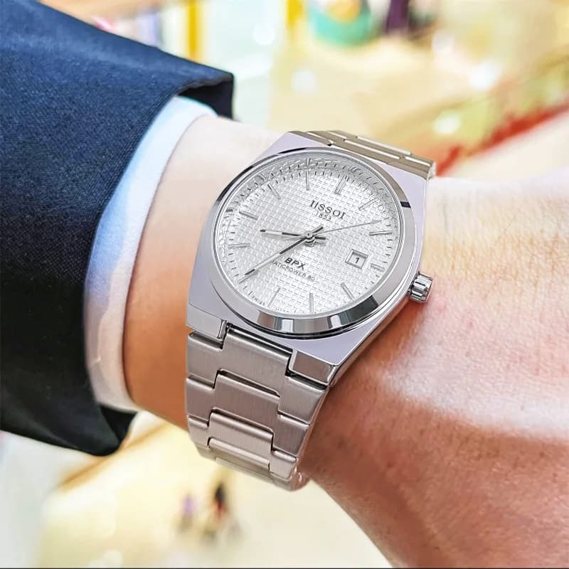 Hot Selling Blue Imitation Mechanical Quartz Watch Men Steel Design Creative Sky High Quality Automatic Date Fashion Watch Clock