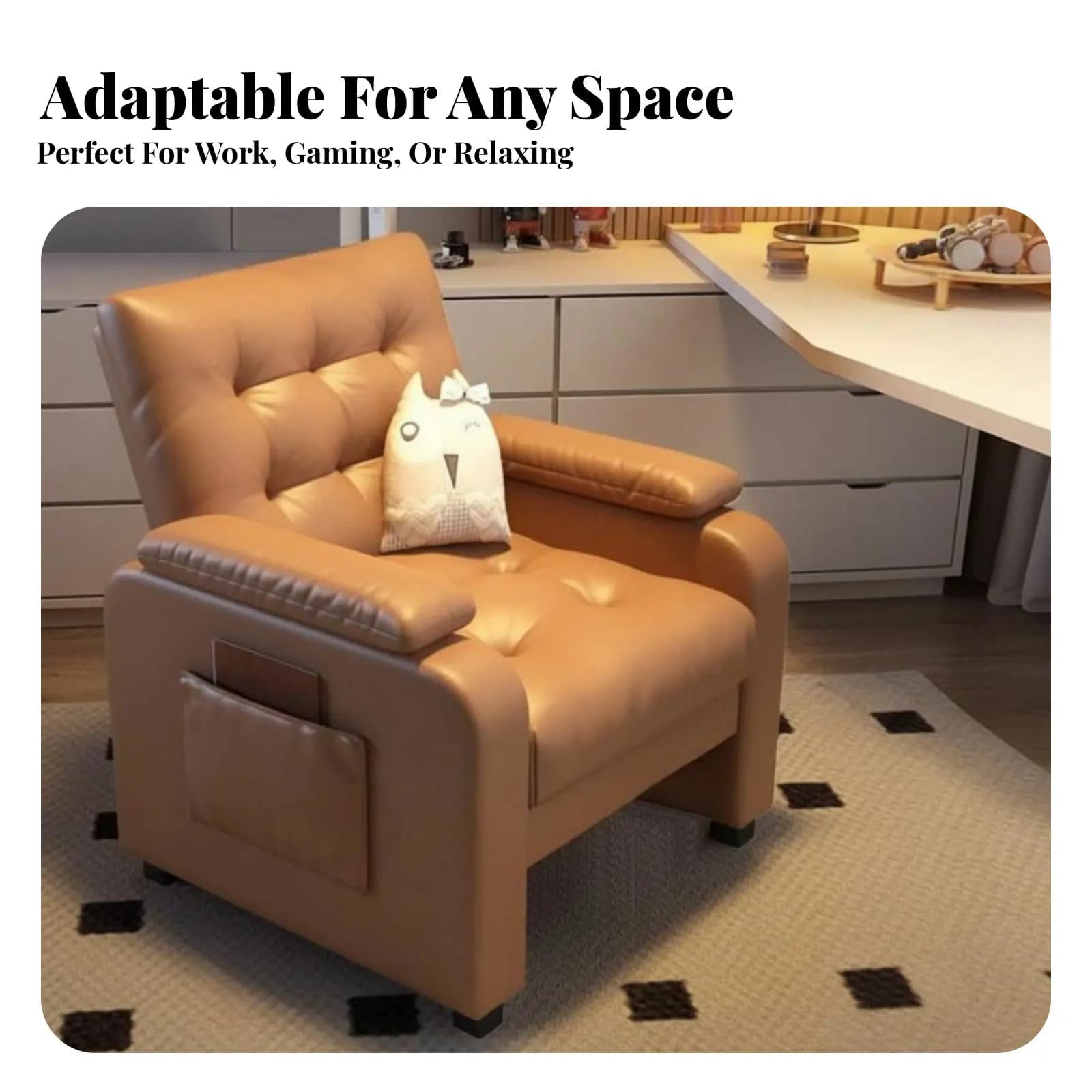 Reclining Gaming Chair with Footrest Ergonomic Design rotating Seat Head and Lumbar Support for Remote Workers, Bedroom