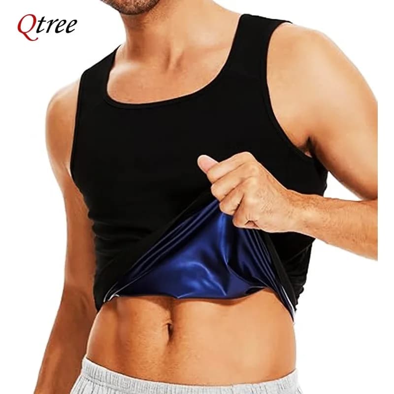 Qtree Gilet Sauna per Uomo, Modellante Senza Maniche, Brucia Grassi, Tuta Compressiva per Perdita di Peso, Top Termico Modellante