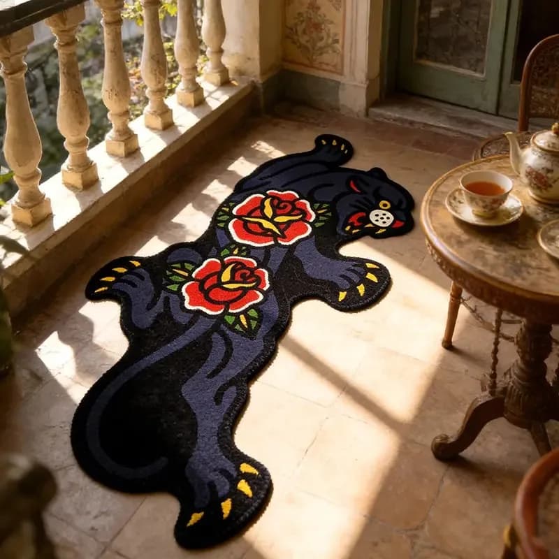 VIKAMA Tappeto con motivo irregolare rosa tigrato, alla moda, creativo, leggero e confortevole, decorazione per la casa, per soggiorno, camera da letto