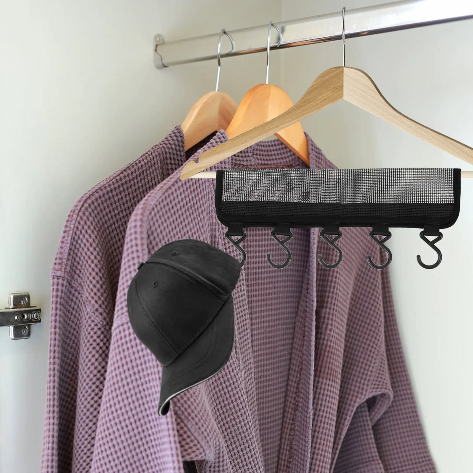 Portacappelli Pieghevole con Ganci, Organizzatore per Cappelli da Baseball, Appendiabiti per Armadio, Supporto Pieghevole per Cappelli