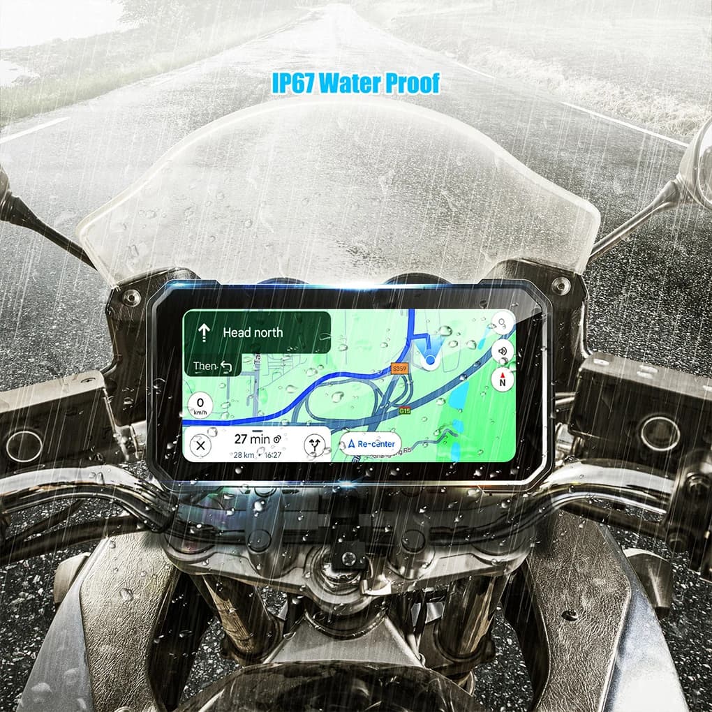 DVR dashboard camera recorder with Android 10 Wifi system for 6.25 inch motorcycle with 2 pneumatic pressure sensors