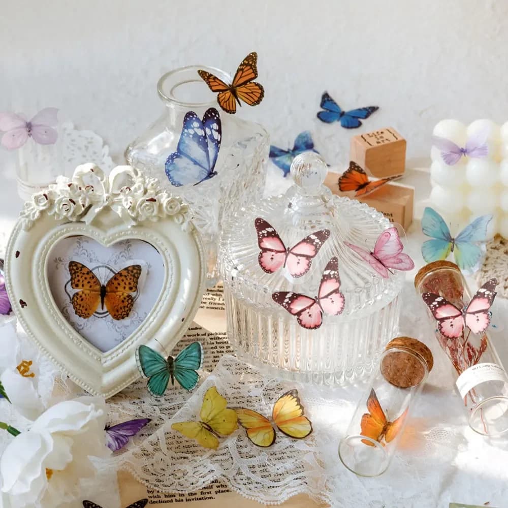 40X adesivi colorati con ali di farfalla ripieni di resina epossidica adesivo per piante per riempitivo fai da te Nail Art Craft decorazione universale per la casa