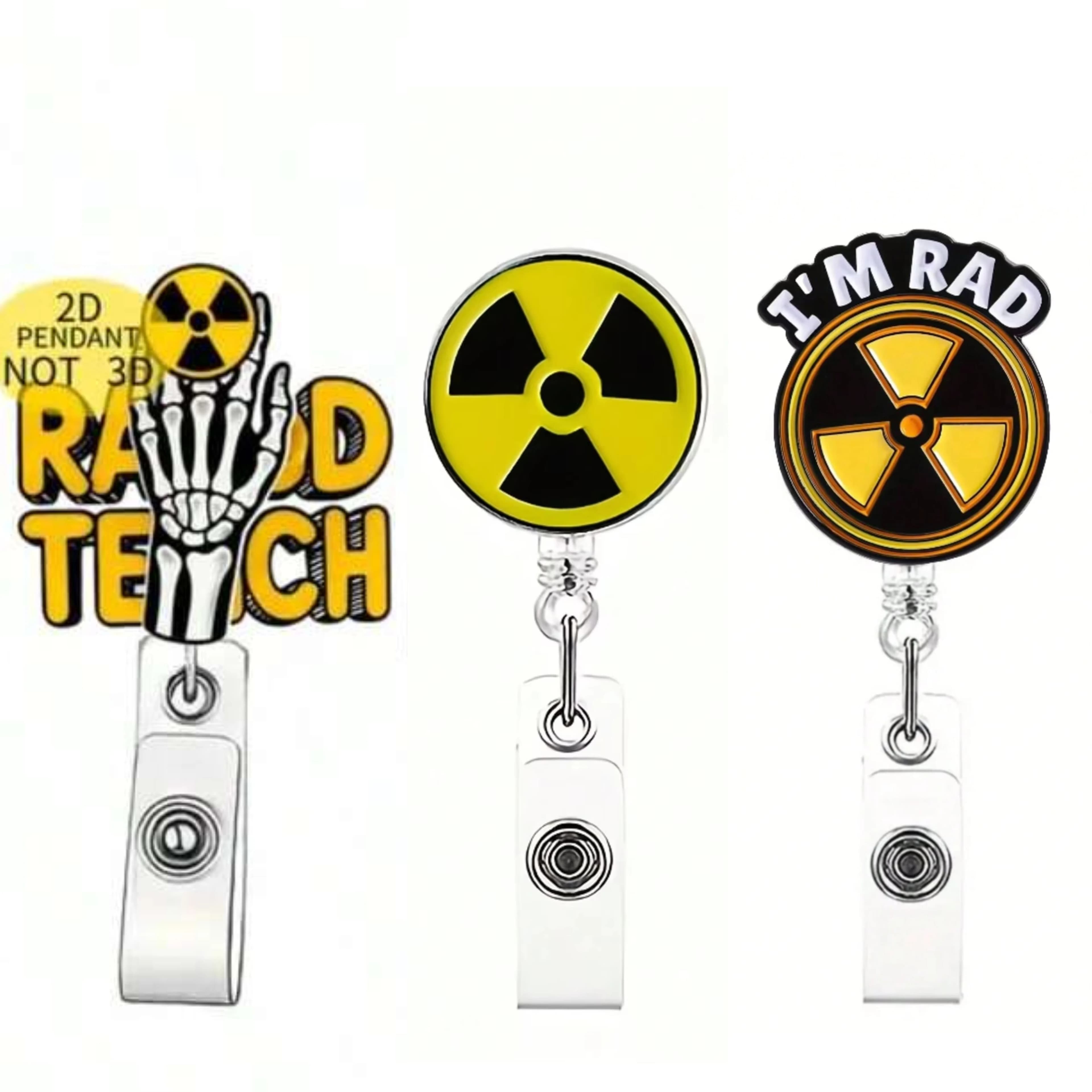 [2D piatto] 1 bobina per badge retrattile nucleare - clip in acrilico resistente, adatta per infermieri e impiegati, regali di squadra