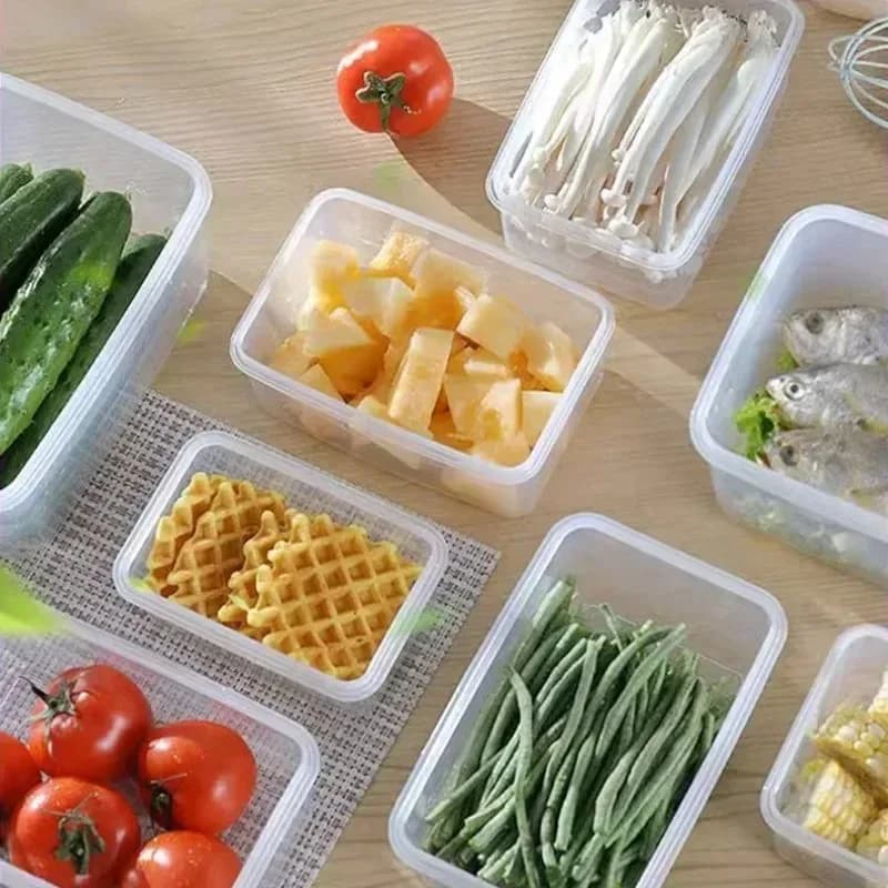 Contenitore rettangolare sigillato per frigorifero con coperchio, in plastica, per alimenti, adatto al microonde, porta pranzo
