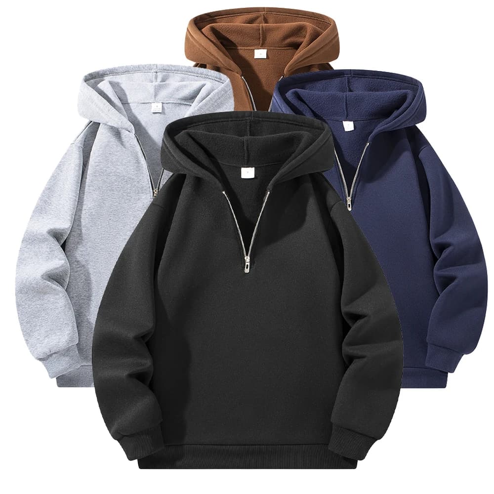 Men's Mid Hinge Hoodies New Long Sleeved Sweatshirts in Solid Color Autumn Sport Sweatshirts Fashionable Casual Pullover