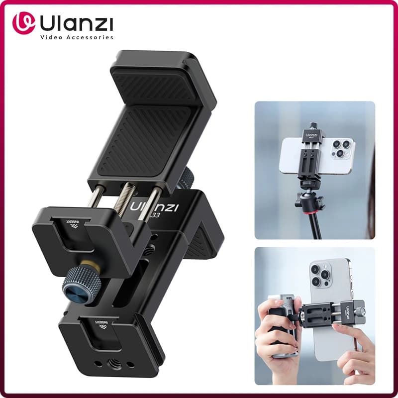 Ulanzi MA33 Arca Swiss Supporto per telefono Uka Supporto per treppiede per telefono Morsetto Supporto per monitor DSLR per Smartphone Vlog Riprese in diretta