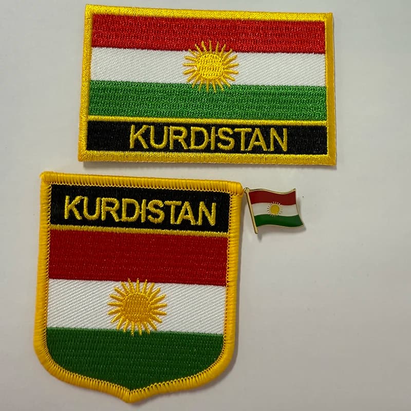 Toppe termoadesive ricamate con bandiera nazionale KURDISTAN per abbigliamento Distintivi metallici PT0130-3