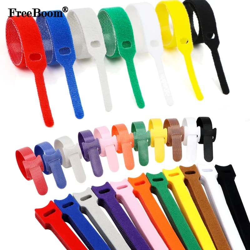 10 Pezzi Fascette in Nylon Riutilizzabili Regolabili 150 200 250 300mm, Cinghie di Fissaggio Rapido, Organizzatore per Cavi con Gancio e Anello