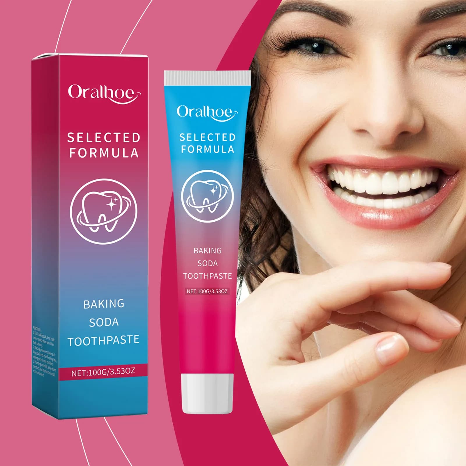 Dentifricio al Bicarbonato di Sodio Oralhoe per Sbiancamento dei Denti, Pulizia Profonda, Rimozione di Placca e Macchie, Alito Fresco, Protezione delle Gengive, Cura Orale Quotidiana