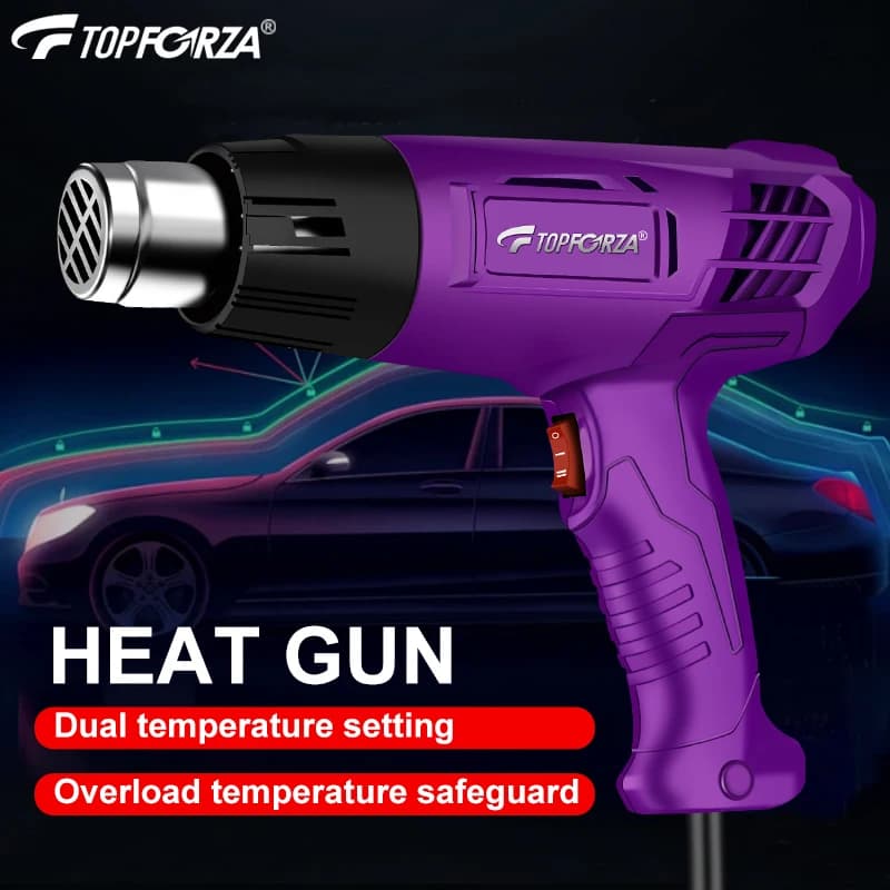 TOPFORZA Mini Asciugacapelli Industriale 1200W a Doppia Temperatura Regolabile con 4 Beccucci (300 ° C/600 ° C)