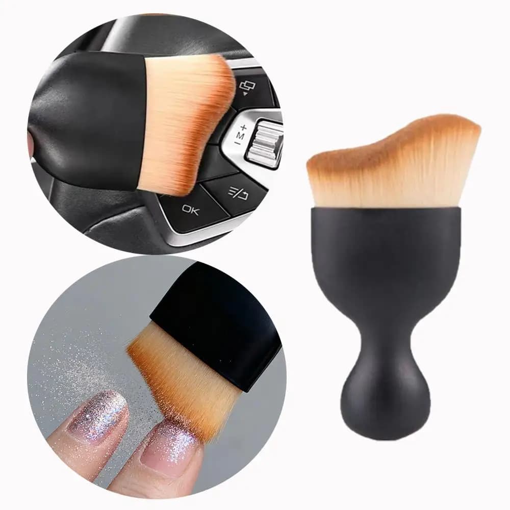 1/2/3 pezzi spazzola per pulizia dettagli auto spazzola per polvere per unghie in morbida pelliccia con conchiglie in plastica per fessure trucco di bellezza manicure strumento pulito