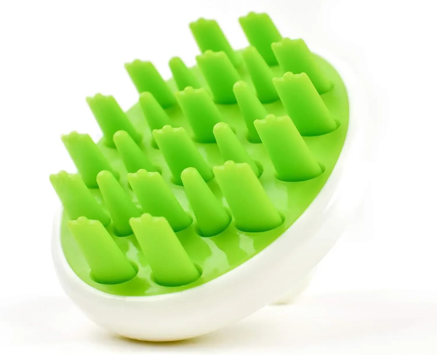 Spazzola per capelli in silicone verde con setole doppie per la cura del cuoio capelluto, la rimozione della forfora e la crescita dei capelli – Strumento esfoliante per shampoo