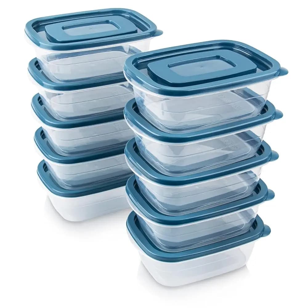 Set di 10 Contenitori per Alimenti, Adatti per Freezer e Microonde, Contenitori in Plastica Senza BPA per Preparazione Pasti e Set da Cucina