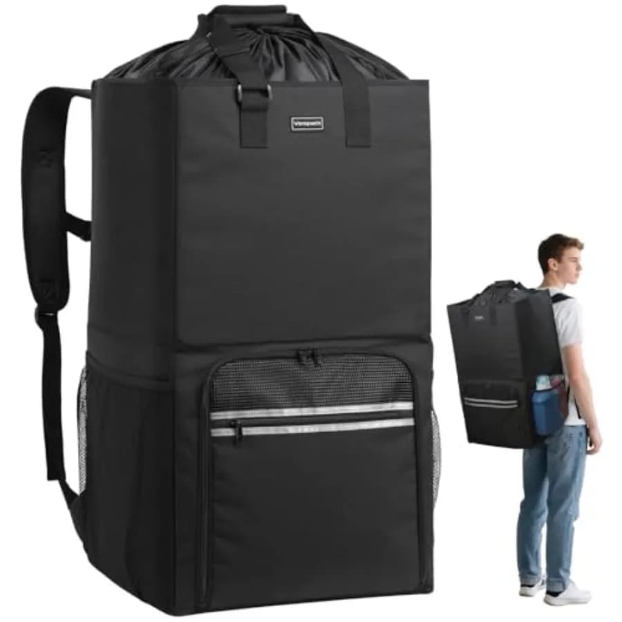 Zaino Portabiancheria - 125L, Sacchi per Bucato Extra con Cinghie a Spalla, Cesto Portabiancheria 2 in 1 Resistente per Dormitorio Universitario