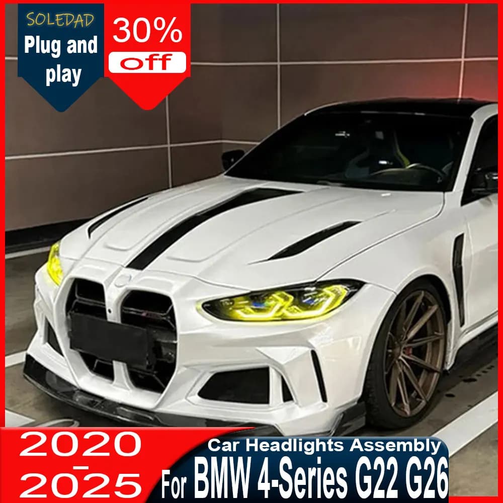 Fari anteriori per BMW Serie 4 G22 G23 G26 2020 2021 2022 2023 2024, indicatori di direzione dinamici BMW, gruppo faro, accessori