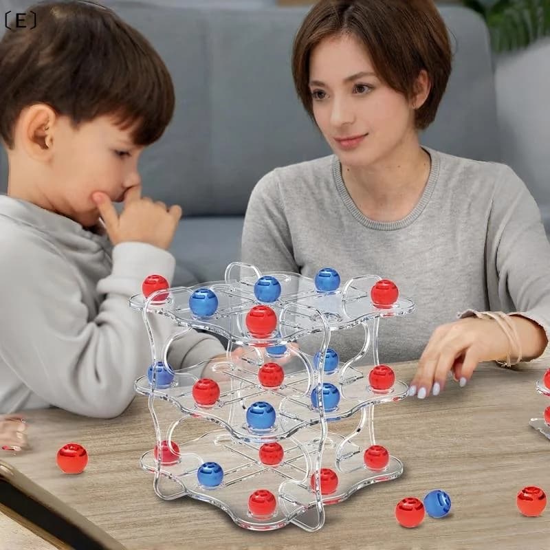 〔E〕1 Set Gioco da Tavolo Interattivo Scacchi 3D TIC-TAC-TOE Facile da Giocare Giocattoli Educativi Giochi di Strategia con Quadrati