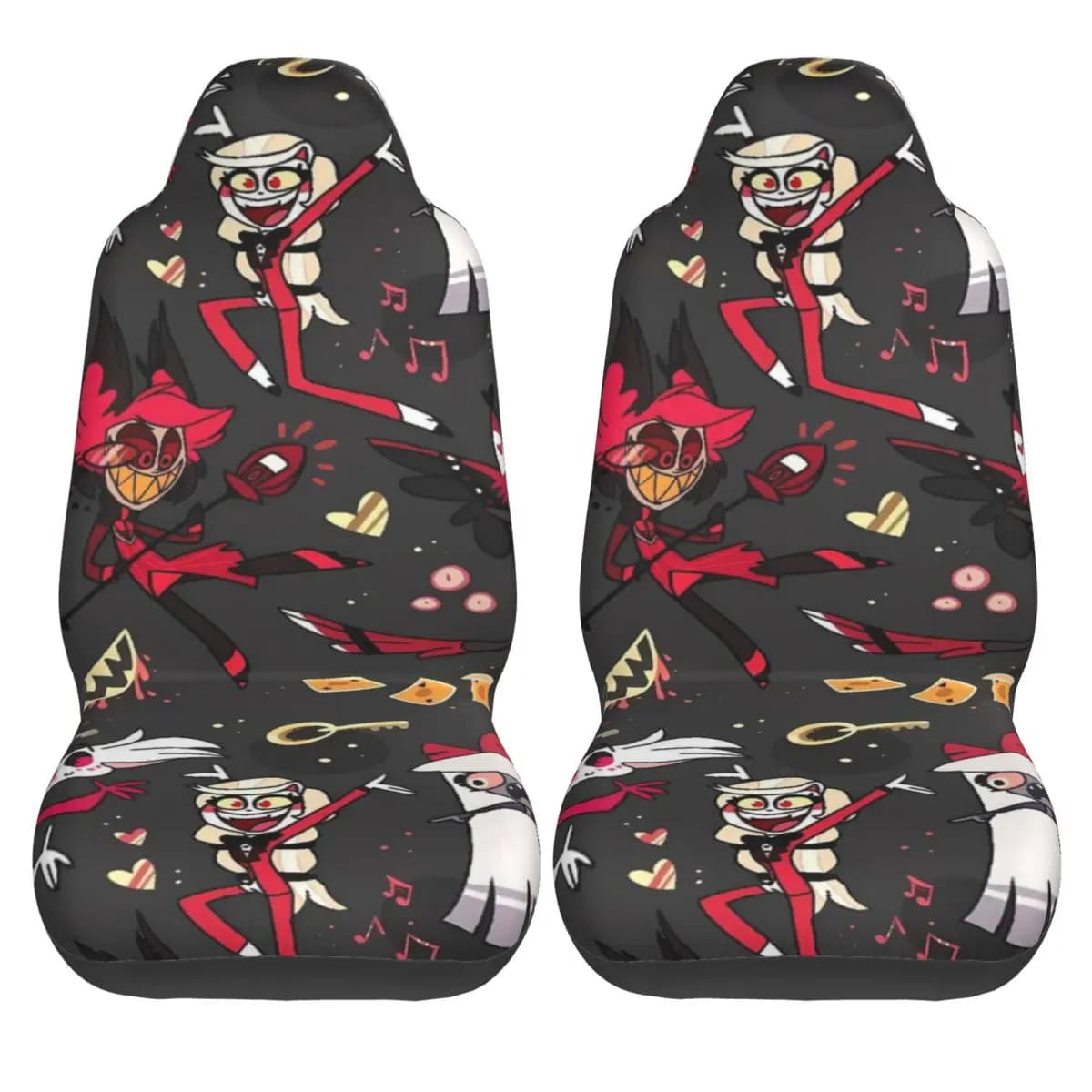 Hazbin Hotels 2 pcs Car Seat Covers Fashionable Car Seat Covers Breathable Polyester Interior Seat Covers