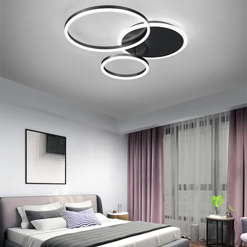 Lampadario moderno a LED oro nero Lampadario circolare rotondo a LED per camera da letto Sala da pranzo Lampada da soffitto Apparecchio Home Decor AC85-260V