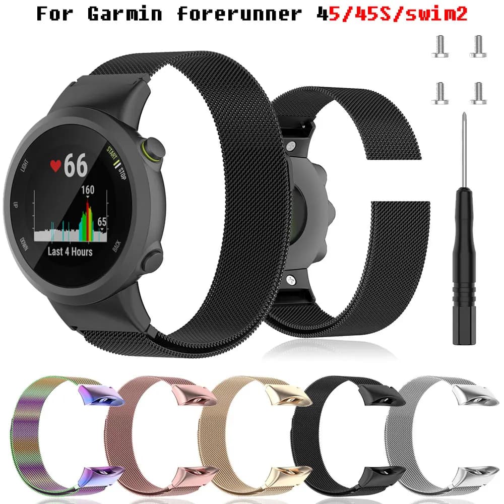 Cinturino magnetico in metallo per Garmin Forerunner 45 45S cinturino di ricambio per orologio intelligente cinturino per Forerunner Swim 2 Correa