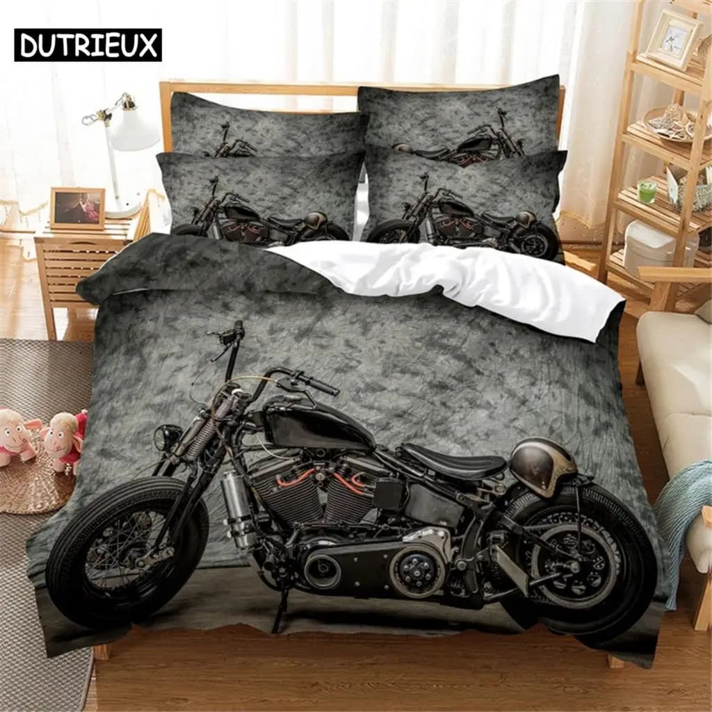 Set biancheria da letto per moto 3D Set copripiumino per biancheria da letto Queen Set biancheria da letto Set copripiumino per camera da letto Queen in cotone Set biancheria da letto