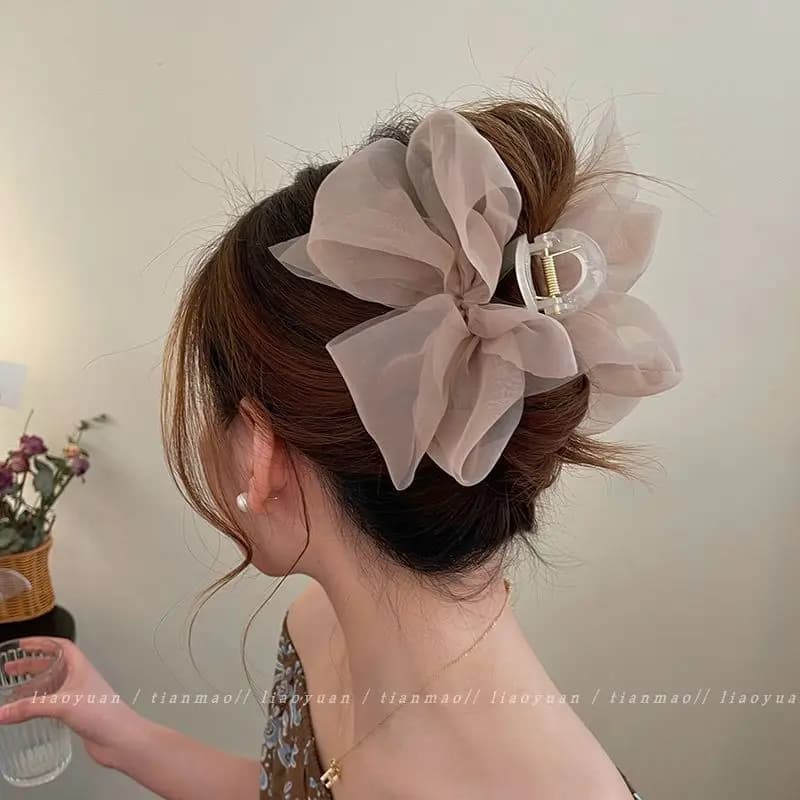 Elegante fermaglio a fiocco in rete per coda di cavallo e trecce da ragazza, accessorio per capelli alla moda, regalo per donne