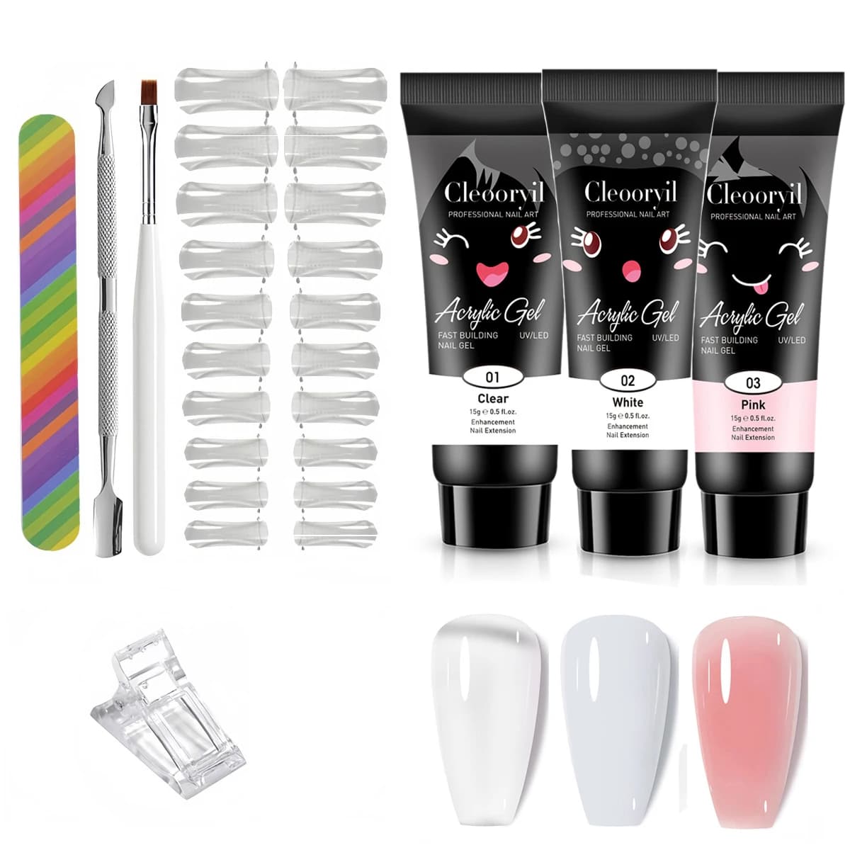 9in1 15ML Nail Extension Gel Semi Permanent Builder Gel Acrylic White Clear Poly Nude Starter Poly Gel Nail Polish Nail Art