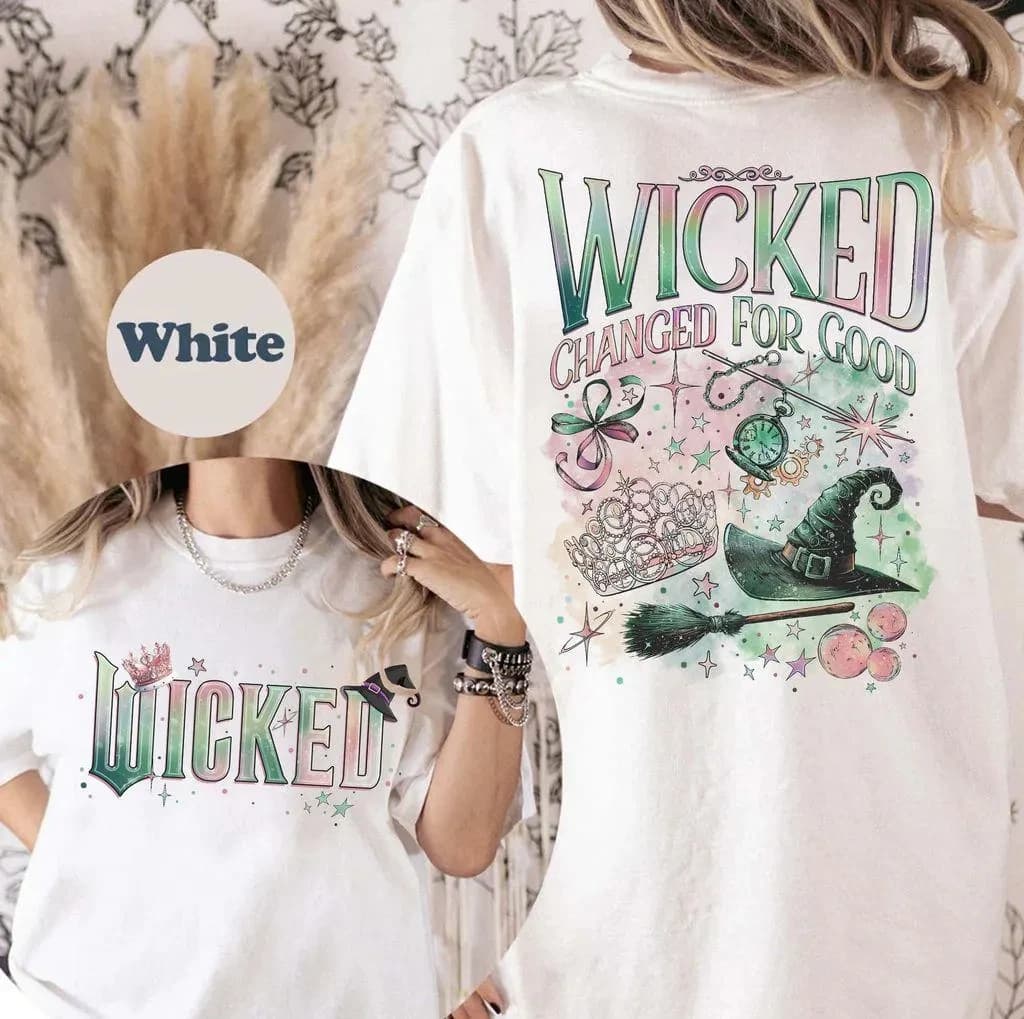 Retro Evil Movie Comfortable Color Shirt Wizard of Oz Fan Gift Witch T-shirt Pop Culture Pattern Evil Music Shirt