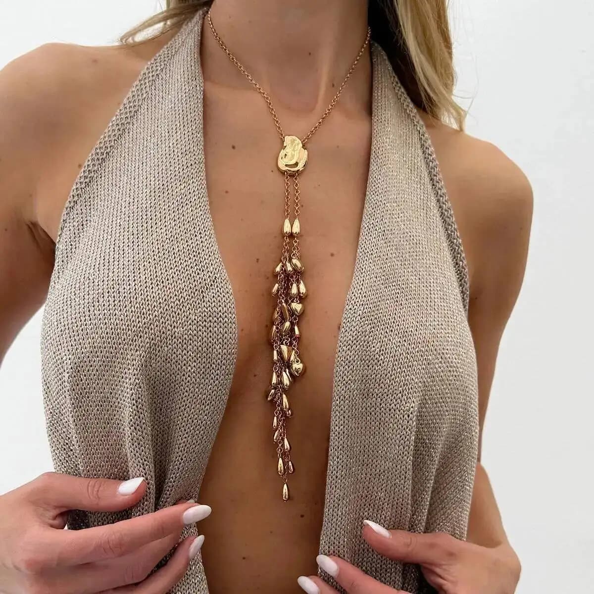 IngeSight.Z 2026 New HipHop Irregular Geometry Waterdrop Heart Shape Tassel Pendant Necklace Women Trend Clavicle Chain Jewelry