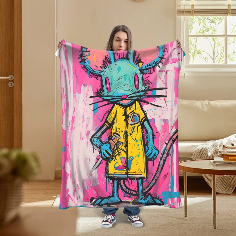 Coperta da tiro stile moda Coperta di flanella leggera e accogliente per uomo per donna Coperta alla moda da parete in mattoni con graffiti hip-hop
