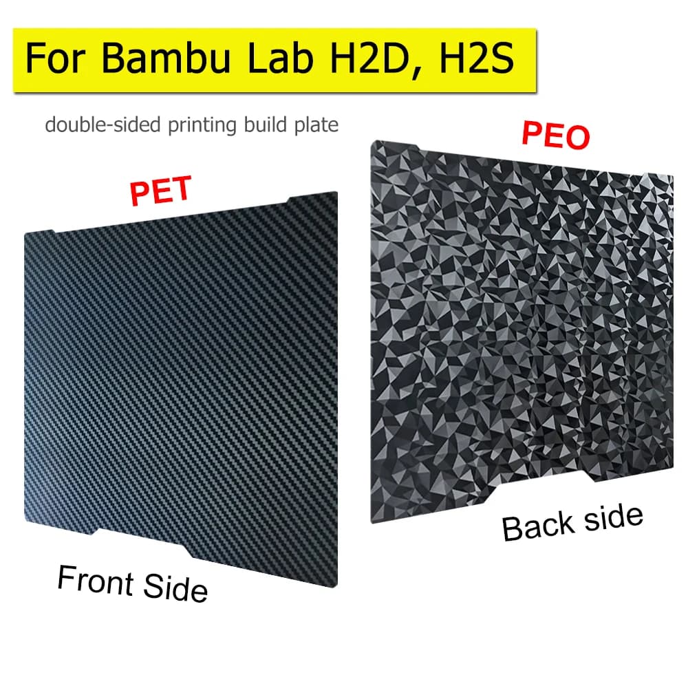 Per Bambu Lab H2S H2D: Foglio PEI testurizzato a doppia faccia ispessito per piattaforma di stampa Bambulab H2D H2S, accessori per letto 3D