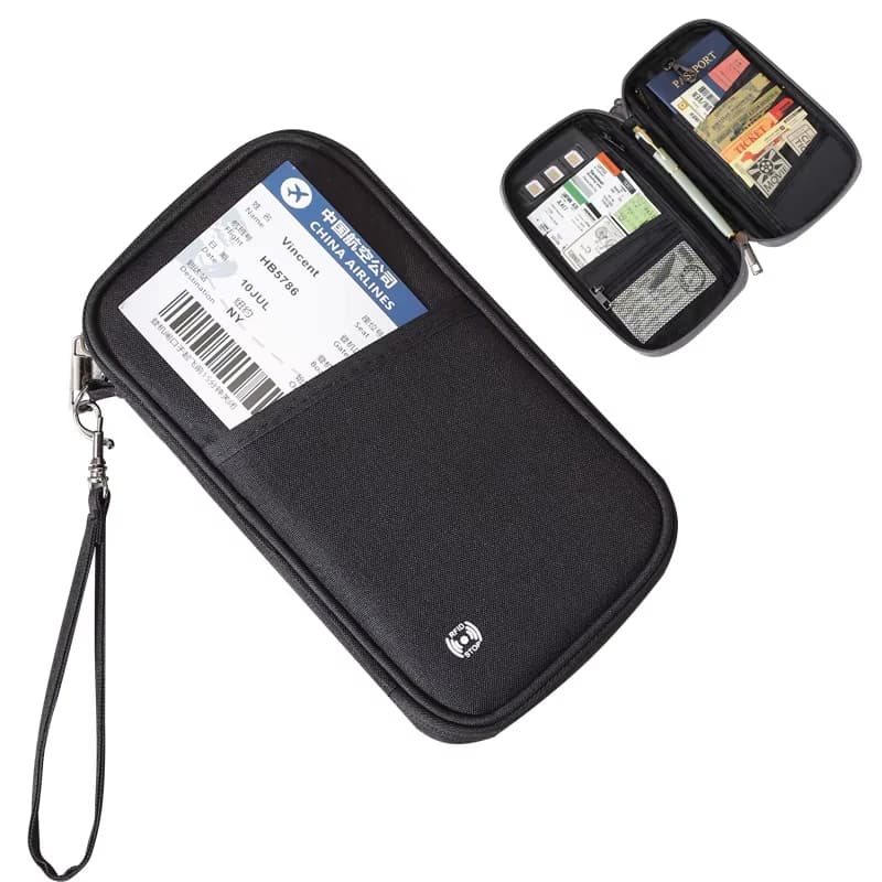 Portadocumenti da Viaggio con Protezione RFID, Organizzatore per Documenti di Famiglia, Portacarte di Credito Essenziale