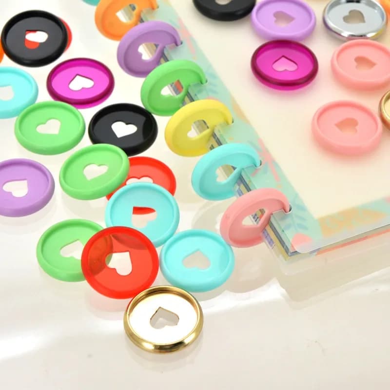 100pcs amaretti a colori per Notebook dischi a fungo dischi a T anelli per rilegatura a fori fibbia dischi per rilegatura accessori per pianificatori