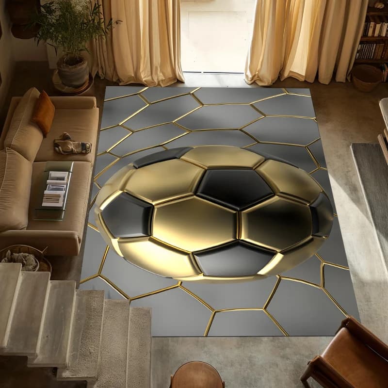 Tappeto a tema calcio per decorazione casa, soggiorno, camera da letto, antiscivolo, stile calcio