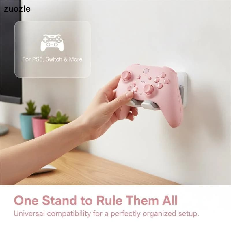 exquisiteMulti Functional Wall Mount Headphones Controllers Holder Stand No Punch Easy Install Game Handle Stand