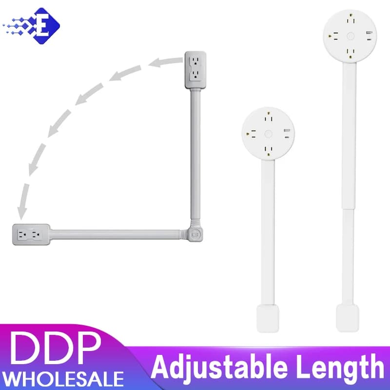 Multifunctional Wheel 180 ° Extension for electrical socket Adjustable length for white power sockets Expansion for power outlet