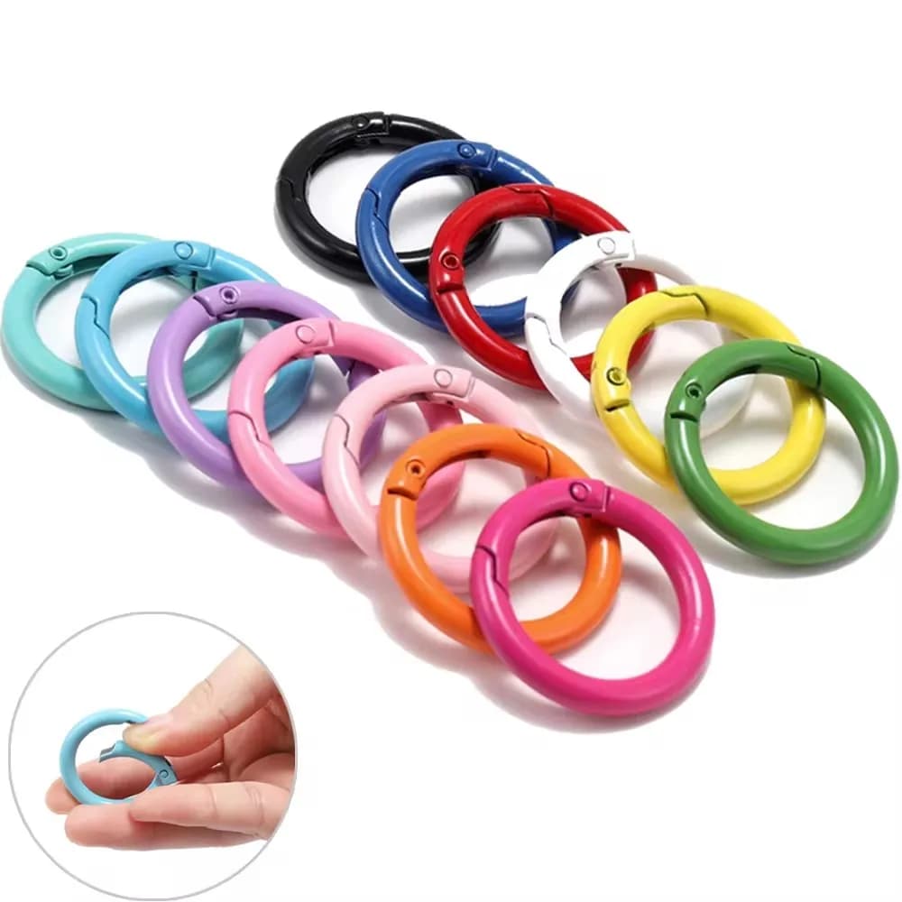 5Pcs/Lot 21 Colors Metal Or Ring Spring Clasp Openable Round Carabiner Keychain Clips Hook Dog Chain DIY Jewelry Buckle Connector