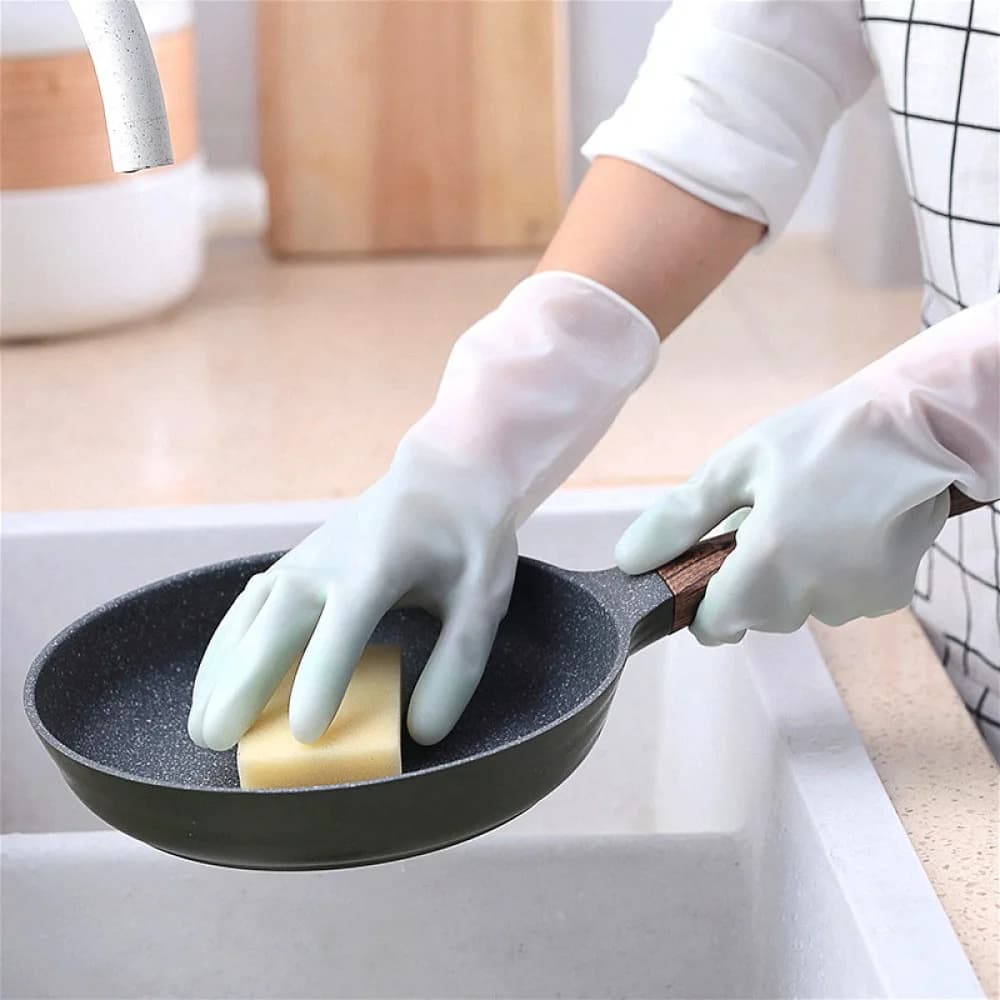 Guanti impermeabili per la pulizia della casa – Guanti in gomma durevoli di grandi dimensioni sfumati per cucina, lavastoviglie e lavanderia