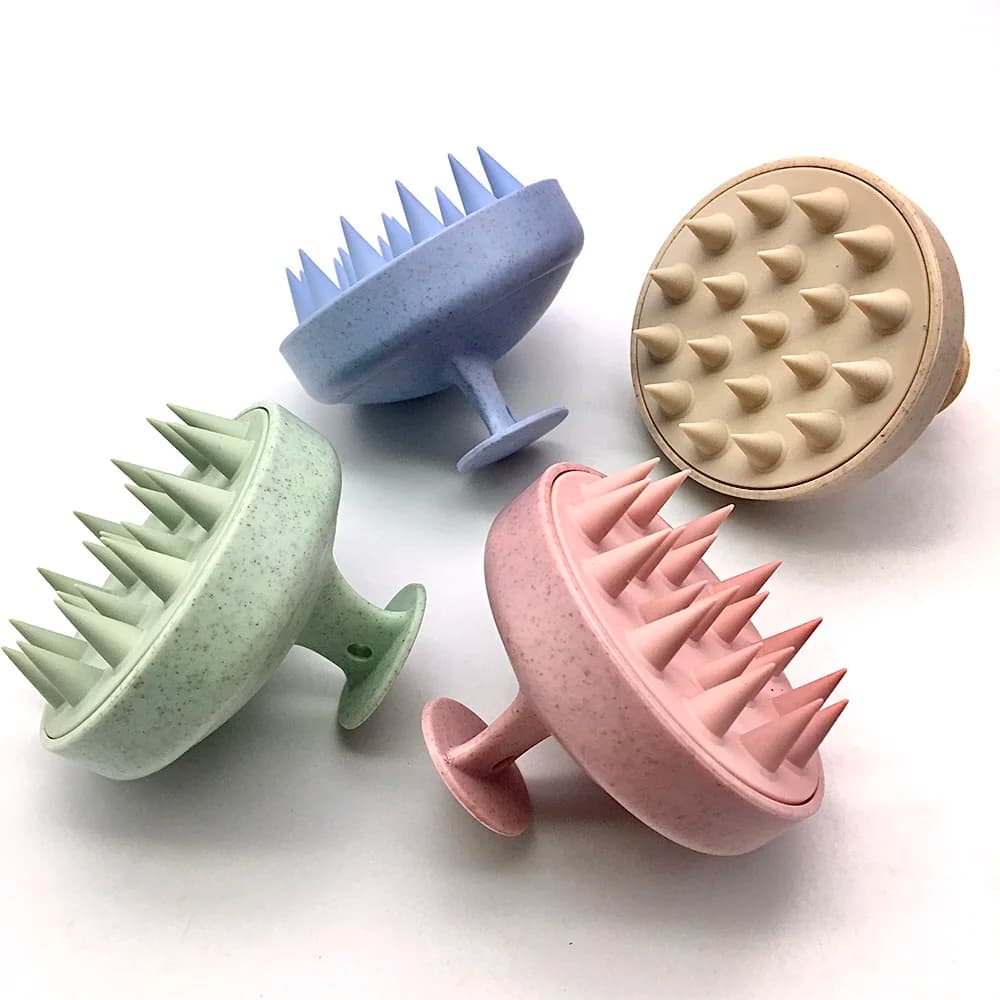 Paglia di grano lavaggio della testa in Silicone cura pulita radice dei capelli prurito massaggio del cuoio capelluto pettine spazzola per doccia bagno Spa Shampoo antiforfora