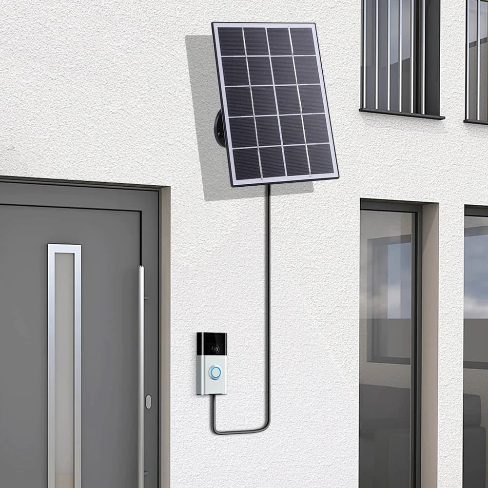 4W Solar Panel for Ring Doorbell IP65 Waterproof Solar Charger 360° Adjustable Wall Mount for Ring Video Doorbell 4 3 3 Plus 2