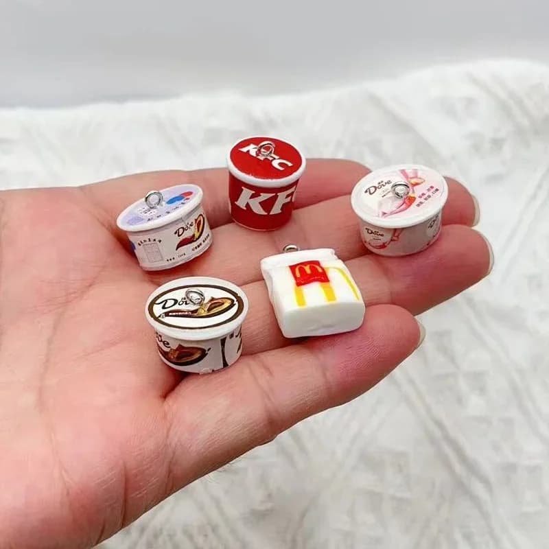 10 pz/lotto resina 3D cibo amburgo patatine fritte Charms per bracciali orecchino gioielli che fanno ciondoli artigianali fai da te