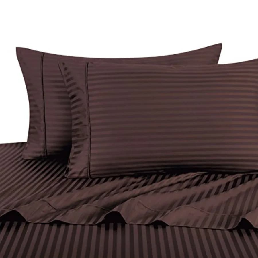 Set di Lenzuola a Righe - 4 Pezzi, 100% Cotone, 300 Fili, Satinato, Tasche Profonde