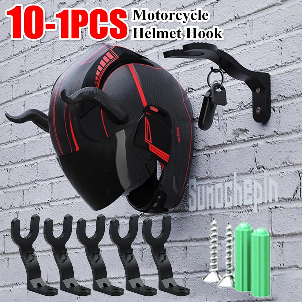 1-10PCS Electric Bike Helmet Wall Rack No-Drill Motorcycle Helmet Hook ABS Multipurpose Wall Mount Storage Holder for Helmet/Cap